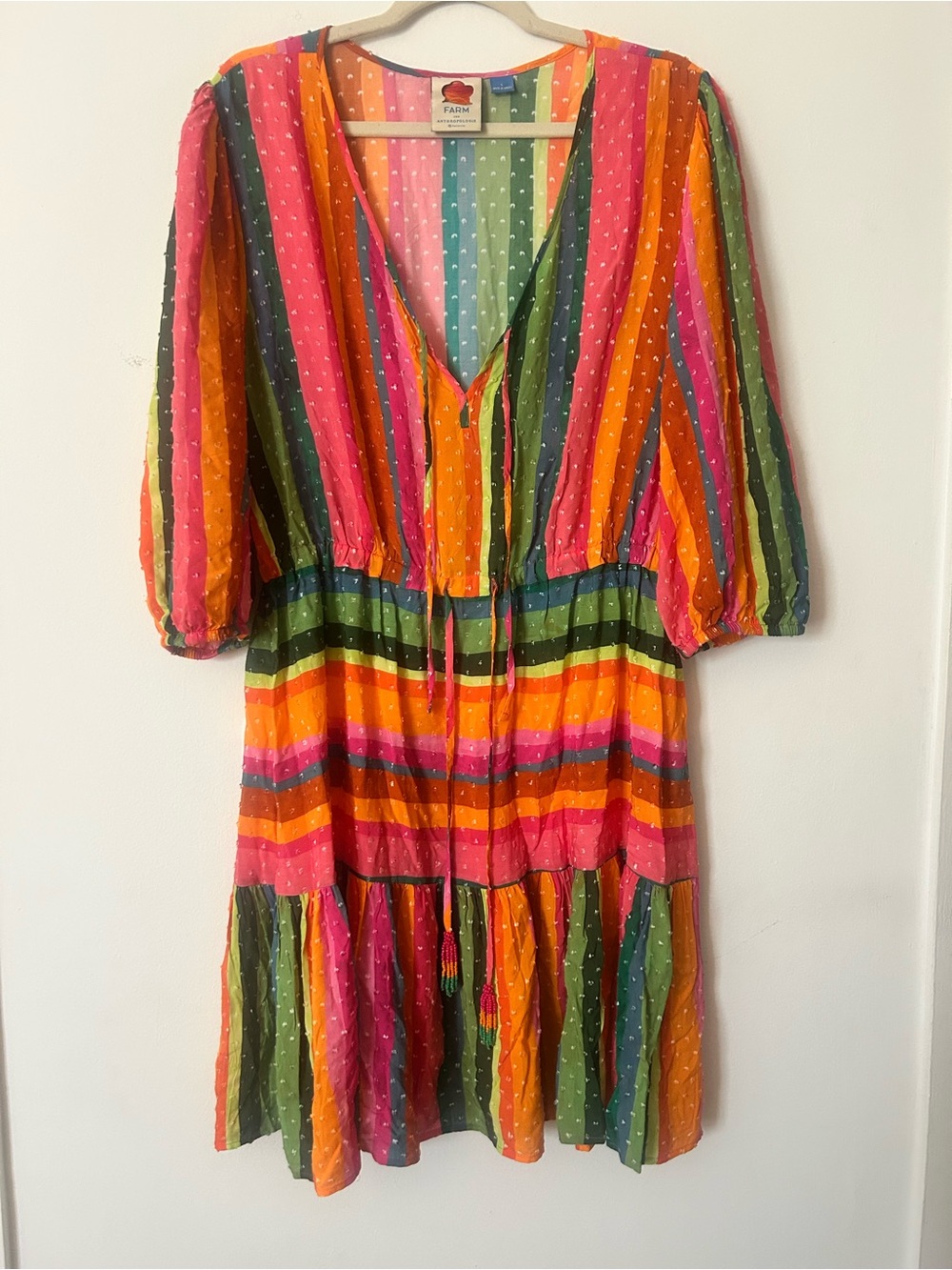 NWOT Anthropologie FARM Multicolor Striped Sundress LARGE